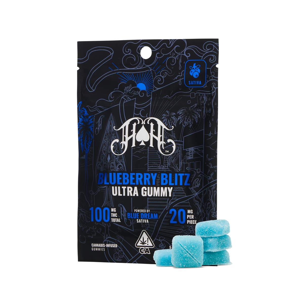 Blueberry Blitz | Sativa - Ultra Pure Gummies - 100mg THC